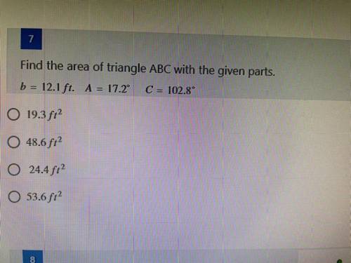 Fine the area of triangle ABC with the given parts