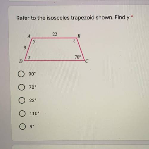 Refer to the isosceles trapezoid shown. find y