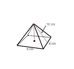 The base of a pyramid is a square with side length of 8 centimeters. The slant height of the pyrami