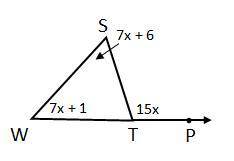 Use the exterior angle theorem to find the value of x in the triangle below.

A 
x = 7
B 
x = 5
C