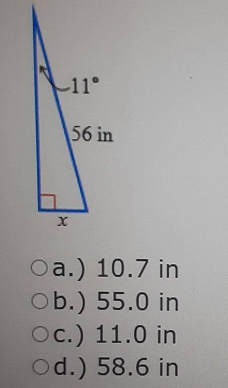 What is the value of “x” to the nearest tenth of an inch?​