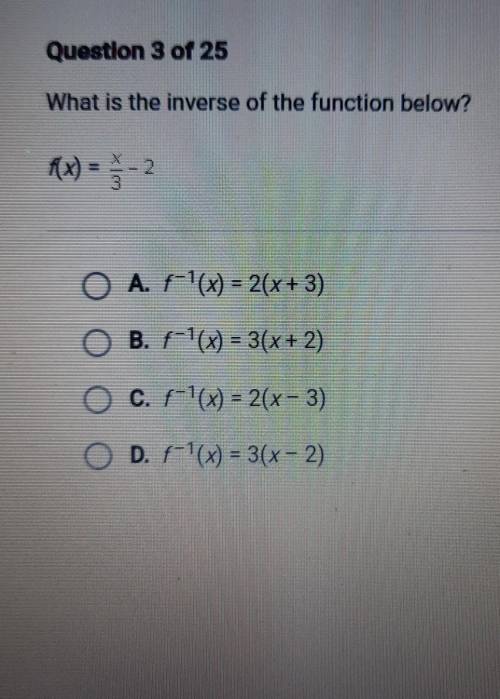 What is the inverse of the function below?​