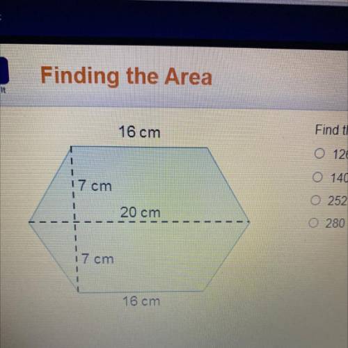PLZ HURRY NO BOTS m16 cm

el
Find the area of the composite figure
126 cm
140 cm
252 cm
O 280 cm
1
