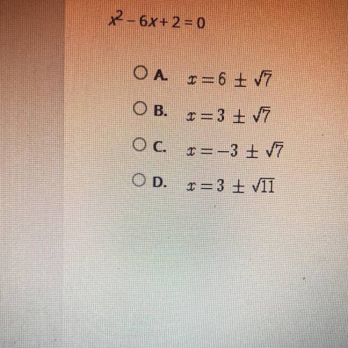What are the solutions of this quadratic equation?
25 points