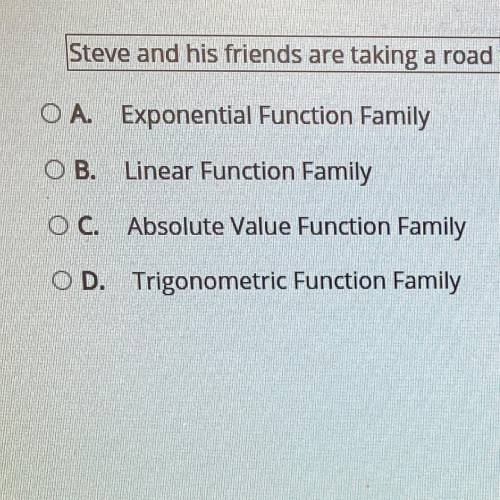 Which function family would be used to solve the following question?

Steve and his friends are ta
