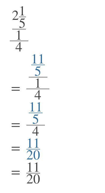 Which expression is equivalent to 2 1/5 divided by 1/4