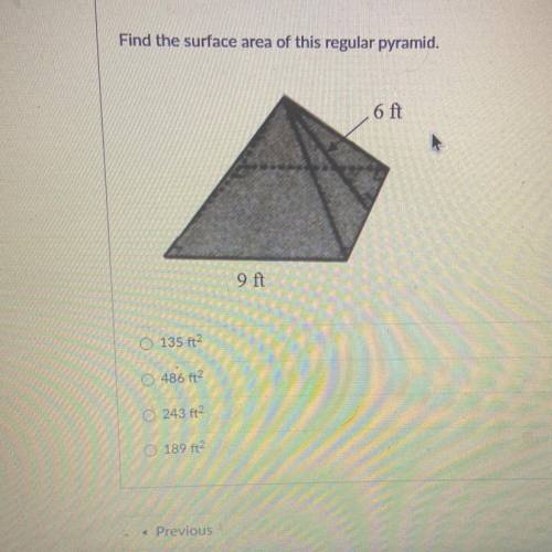 Find the surface area of this regular pyramid