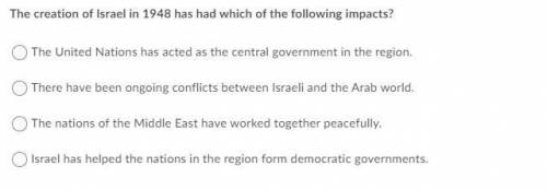 The creation of Israel in 1948 has had which of the following impacts