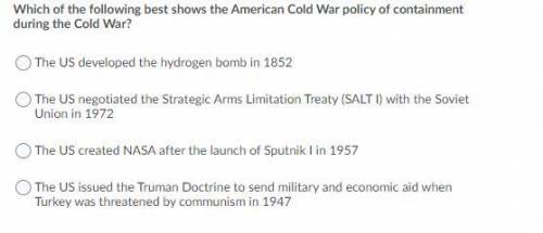 Which of the following best shows the american cold war policy of containment during the cold war