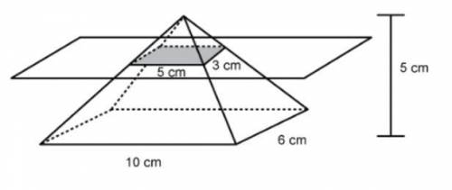 Please answer ASAP

A right rectangular prism is sliced parallel to the base as shown. What is the