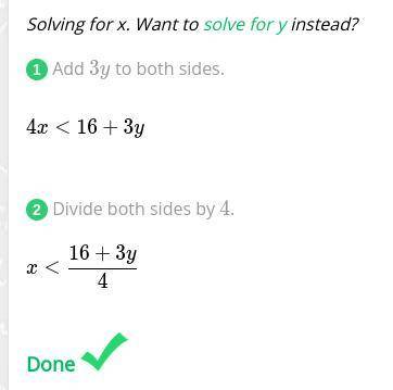 Which ordered pair is a solution to the inequality 4x – 3y < 16?​
