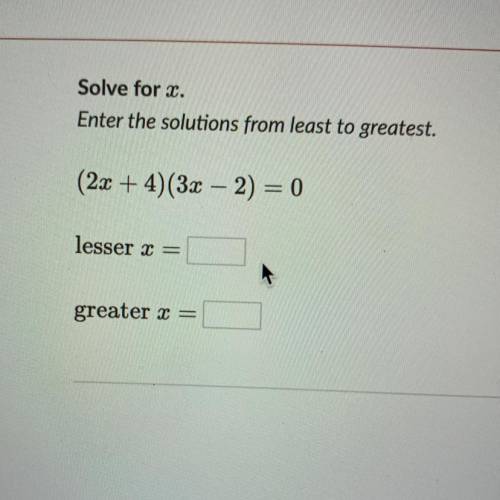 Solve for x lesser and greater x