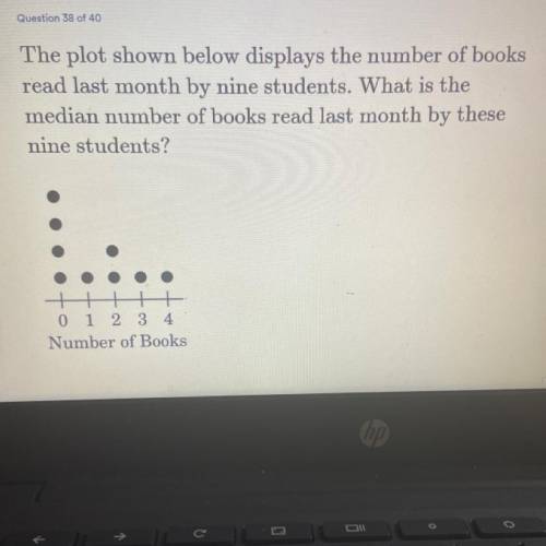 The plot shown below displays the number of books read last month by nine students. what is the med