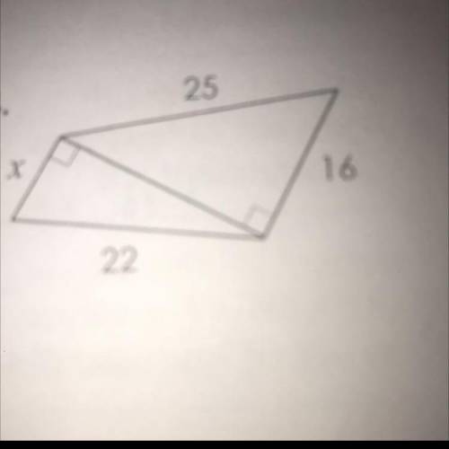 Solve for x. topic: pythagorean theorem