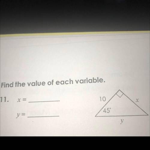 Find the value for each variable
