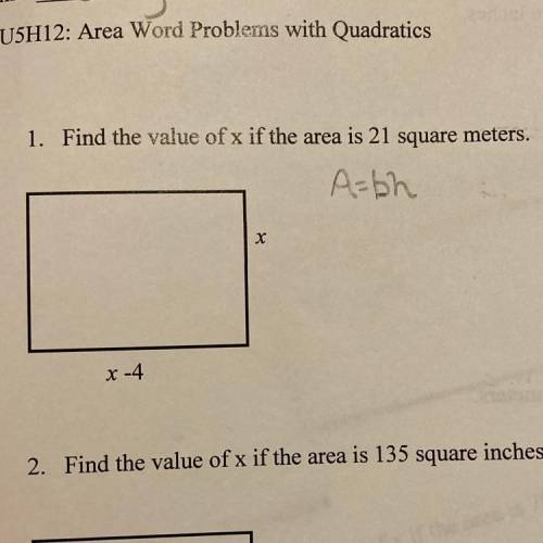 Find the value of x if the area is 22 square meters