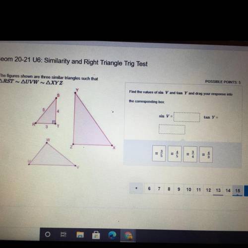 The figures shown are three similar triangles such that

RST~UVW~XYZ
Find the value of SINVENTANY