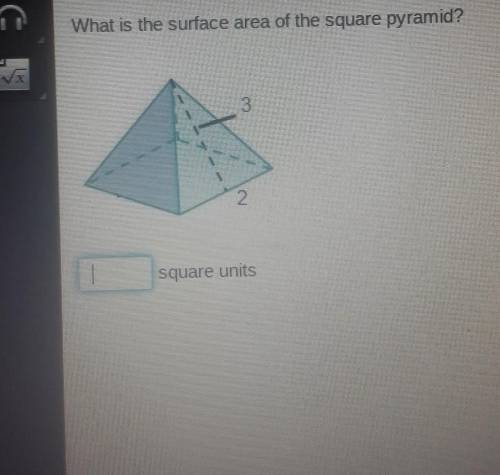 E What is the surface area of the square pyramid? 3 2 square units​