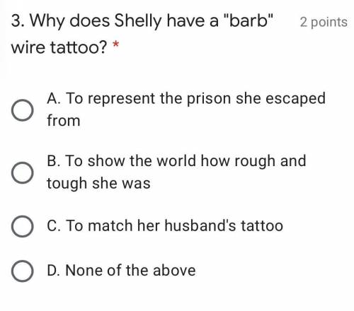 Why does Shelly have a barb wire tattoo?

&
What did Shelly come to tell dad?
|
|