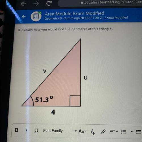 3. Explain how you would find the perimeter of this triangle.