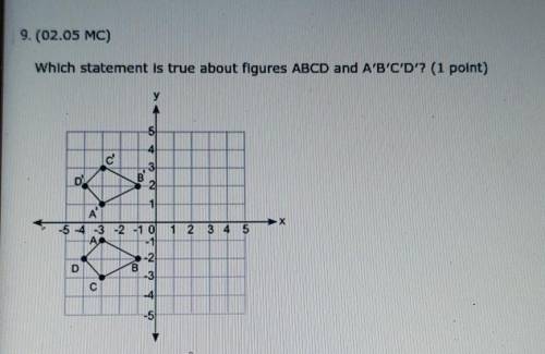 Which statement is true about figures ABCD and A'B'C'D'? (1 point)​