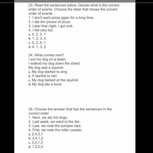 Please help me with 23,24,25 please