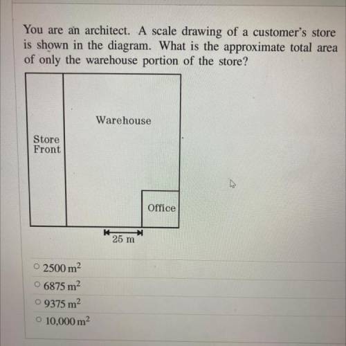 You are an architect. A scale drawing of a customer's store

is shown in the diagram. What is the