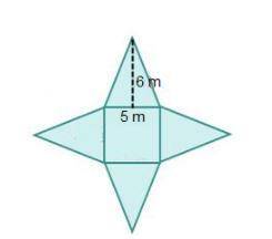 The net of a square pyramid is shown below. What are the possible areas for a single face in this n