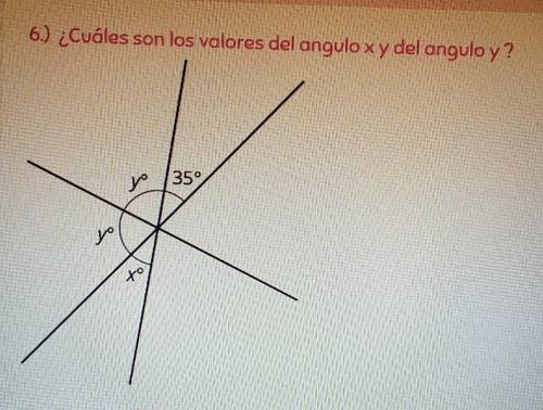 6.) ¿Cuáles son los valores del angulo x y del angulo y? yo /35° у° xo​