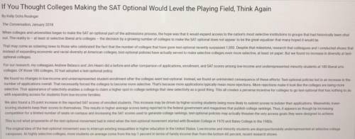 What is the central idea of this article?

O A. SATs are not a reliable predictor of academic perf