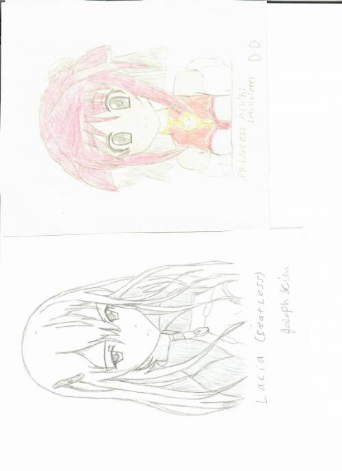 Pictures

one on left is lacia from beatless, (no color) and the one with pink hair, is princess m