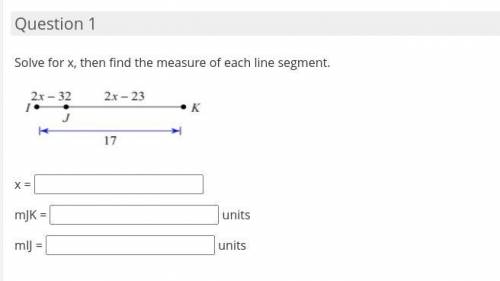 Solve for x, then find the measure of each line segment.