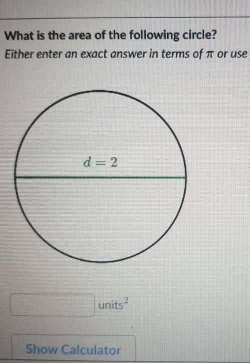 What is the area of the following circle?​