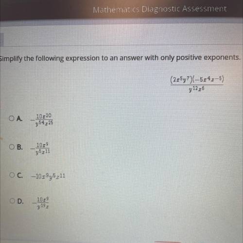 Simplify the following expressions o an answer with only positive exponents

PLEASE ANSWER QUICK