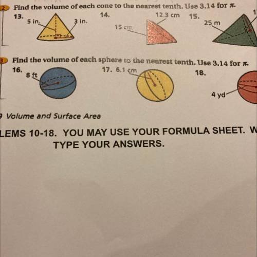 Find the volume of each cone to the nearest tenth. Use 3.14 for it.
