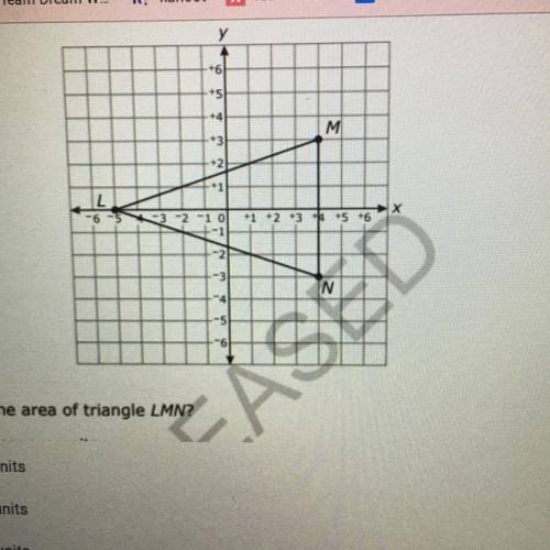 M

What is the area of triangle LMN?
24 sq units
27 sq units
48 sq units
54 sq units