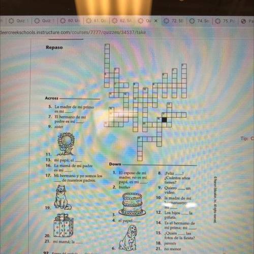 Need help Spanish 1 crossword