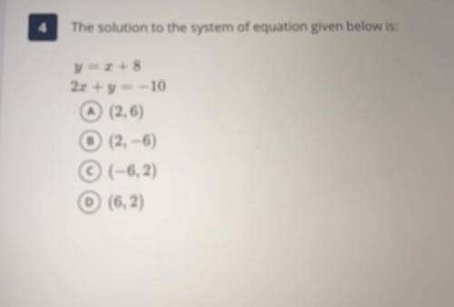 The solution to the system of equation given below is: