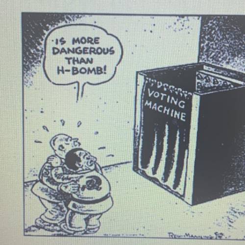 What do you think the two Soviet leaders shown in the cartoon feel about the voting

machine? Why