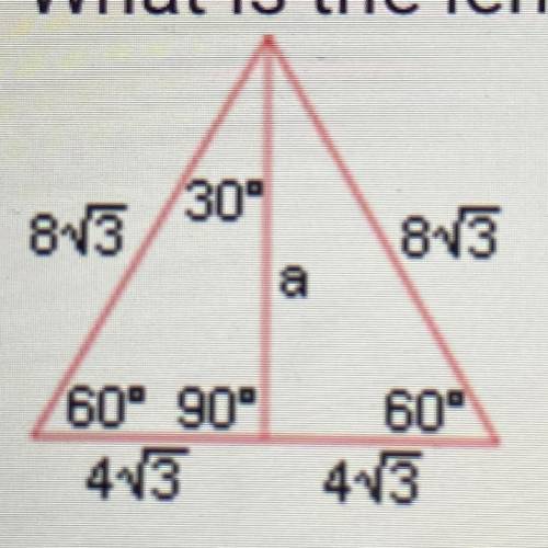 What is the length of the altitude of the equilateral triangle below?

A. 240
B. 144
C. 12/3
D. 12