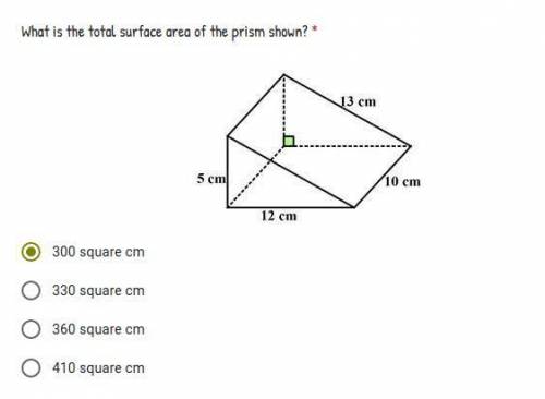 What is the total surface area of the prism shown?