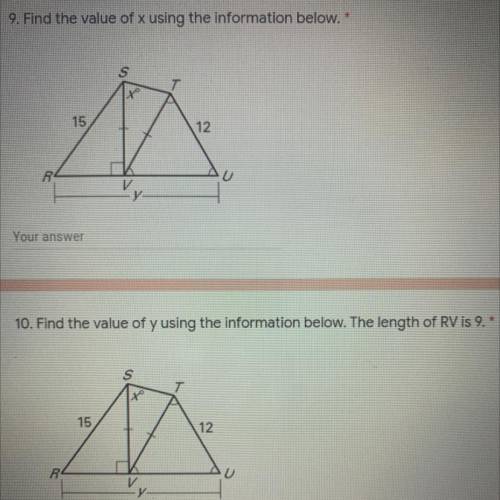 Find the value of x using the information below,

Find the value of Y using information below. The