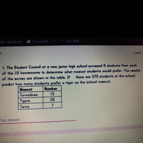 HELP PLEASE

1. The Student Council at a new junior high school surveyed 5 students from each
of t