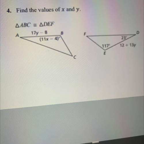 What are the values of x and y