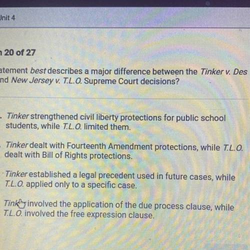 Which statement best describes a major difference between tinker v des mounds and New Jersey v. T.L