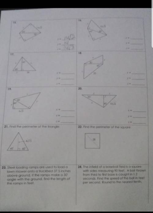 Unit 8 homework 2 special right triangles answer plssssssssssssss ​