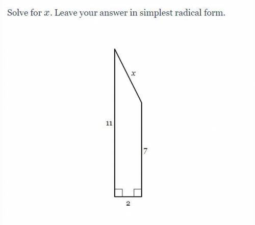 Solve for x. Leave your answer in the simplest radical form.