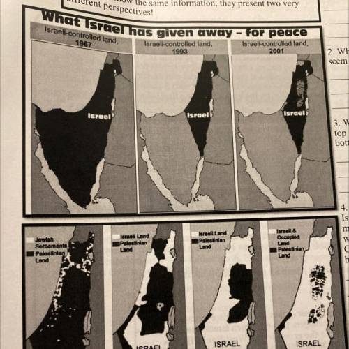 What does the top map seem to say about israel?

what does the bottom map seem to say about israel