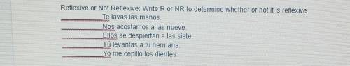 Reflexive or Not Reflexive: Write R or NR to determine whether or not it is reflexive.

Te lavas l