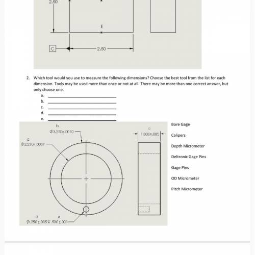 Which tool would you use to measure the dimensions of a outside the circle?